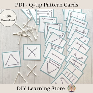 Cotton Swab Pattern Cards- Montessori preschool printable- Preschool- Kindergarten- Special Education- Toddler Quiet Time Activity-PDF
