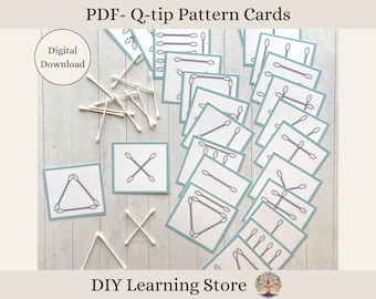 PDF- Cotton Swab Pattern Cards- Montessori preschool printable- Preschool- Kindergarten- Special Education- Toddler Quiet Time Activity