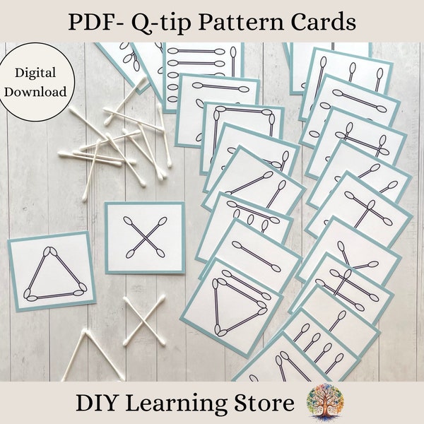 PDF- Cotton Swab Pattern Cards- Montessori preschool printable- Preschool- Kindergarten- Special Education- Toddler Quiet Time Activity