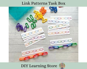 Link Patterns Task Box Set- Montessori Pattern Recognition- Early Learning Kits- Special Needs- Quiet Time Resource- Homeschool Preschool