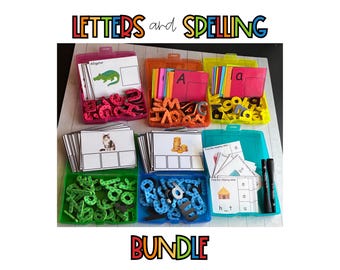 Letters & Spelling Bundle | Ready to use Activity Kits | Task Box Learning Set | Kindergarten | Preschool | Special Education Classroom