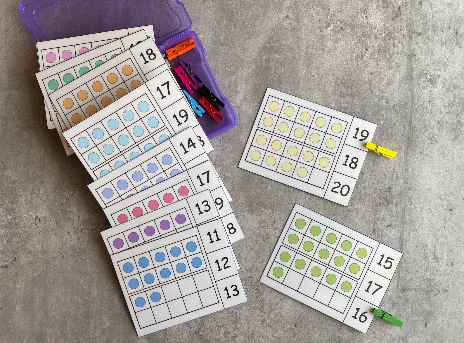 Teens Number Matching Ten Frames Clip Cards- Task Box Activity Set- for ...