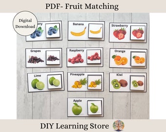 PDF - Abbinamento frutta - Set attività scatola attività - per bambini piccoli, scuola materna, scuola domiciliare, bisogni speciali, momenti tranquilli, centri di apprendimento senza errori