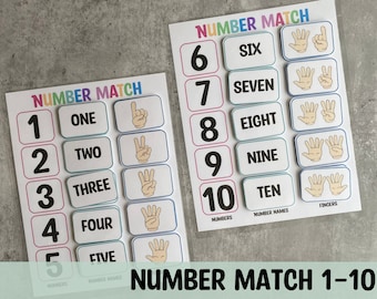 Number match 1-10 - Montessori Counting Activity for early learning, Preschool, Homeschool, and Special Education- Instant download