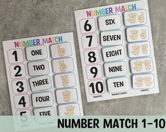 Number match 1-10 - Montessori Counting Activity for early learning, Preschool, Homeschool, and Special Education- Instant download- PDF