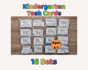 Kindergarten Task Card Bundle | 16 learning activities | Homeschool, Pre K, Special Education, Teacher Resource | Laminated Cards Only
