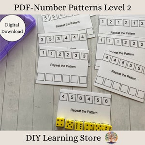 Modelli di dadi in schiuma - livello 2 - Schede attività - Download immediato - Giocattolo didattico Montessori per la scuola materna, istruzione parentale, istruzione speciale, momenti di tranquillità - PDF
