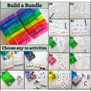 Build a Bundle- 16 task box learning activity sets and carrying case- Preschool, Kindergarten, 1st grade, Montessori resources, Special Need