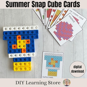 Tapetes de cubo de pressão - Cartões com tema de verão - Atividades para crianças - Aprendizagem pré-escolar - Preparação para o jardim de infância - Brinquedo educativo de caixa sensorial - Jogo para imprimir