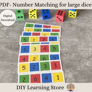 Cartões de atividade de correspondência de números - Brinquedo de aprendizagem Montessori para pré-escola, educação domiciliar, necessidades especiais, hora do silêncio para crianças pequenas, Download instantâneo - PDF