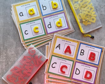 Letter Matching-Uppercase & Lowercase Letters-Activity Set- Montessori Learning Toy for Preschool, Homeschool, Special Education, Quiet time