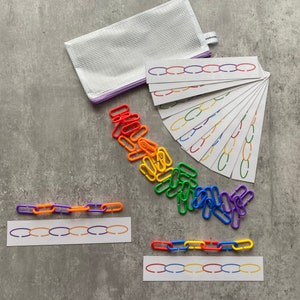 Colored Links Patterns Activity Set- Montessori Learning Toy for Preschool, Homeschool, and Special Education- Quiet Time Activity