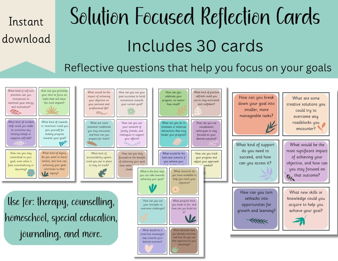 Solution Focused Therapy Was Adapted From Solution Focused Therapy Question Cards Strength Based - Etsy