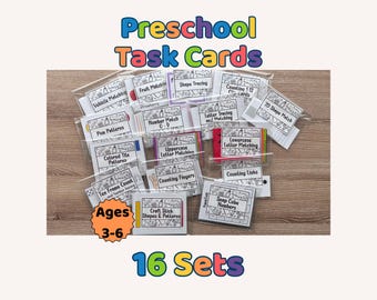 Preschool Task Card Bundle | 16 learning activities | Homeschool, Pre K, Special Education, Teacher Resource | Laminated Cards Only