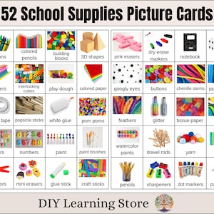 学校用品絵カード - 実物写真 - ビジュアルスケジュール - 視覚補助 - 特別支援リソース - 教師 - ホームスクール - 教室ポスター - PDF
