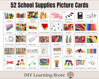 School Supplies Picture Cards- REAL PICTURES- Visual Schedule- Visual Aid- Special Needs Resource- Teacher- Homeschool- Classroom Poster-PDF