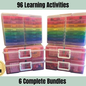 96 task boxes- learning activity sets and carrying cases- Preschool, Kindergarten, 1st grade, Montessori resources, Special Need- 6 bundles