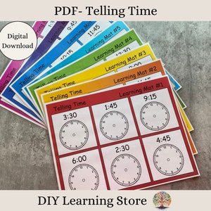 Lecture de l'heure - Tapis d'apprentissage - Téléchargement instantané - Jouet éducatif Montessori pour préscolaire, maternelle, École à la maison, 1re année, Besoins spéciaux - PDF