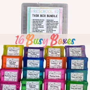 16 learning activities - Preschool Task Box Bundle #2- Ready to Use, No Prep Needed, Independent Play, Learning Resource, Stress Free