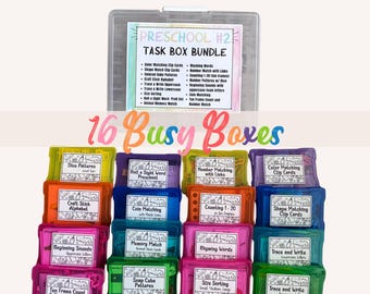 16 learning activities - Preschool Task Box Bundle #2- Ready to Use, No Prep Needed, Independent Play, Learning Resource, Stress Free