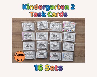 Kindergarten 2 Task Card Bundle | 16 learning activities | Homeschool, Pre K, Special Education, Teacher Resource | Laminated Cards Only