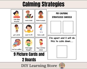 Calming Strategies Picture Cards and 2 Choices Boards- Visual Schedule- Calming Corner- Behavior Management- Emotional Regulation- PDF