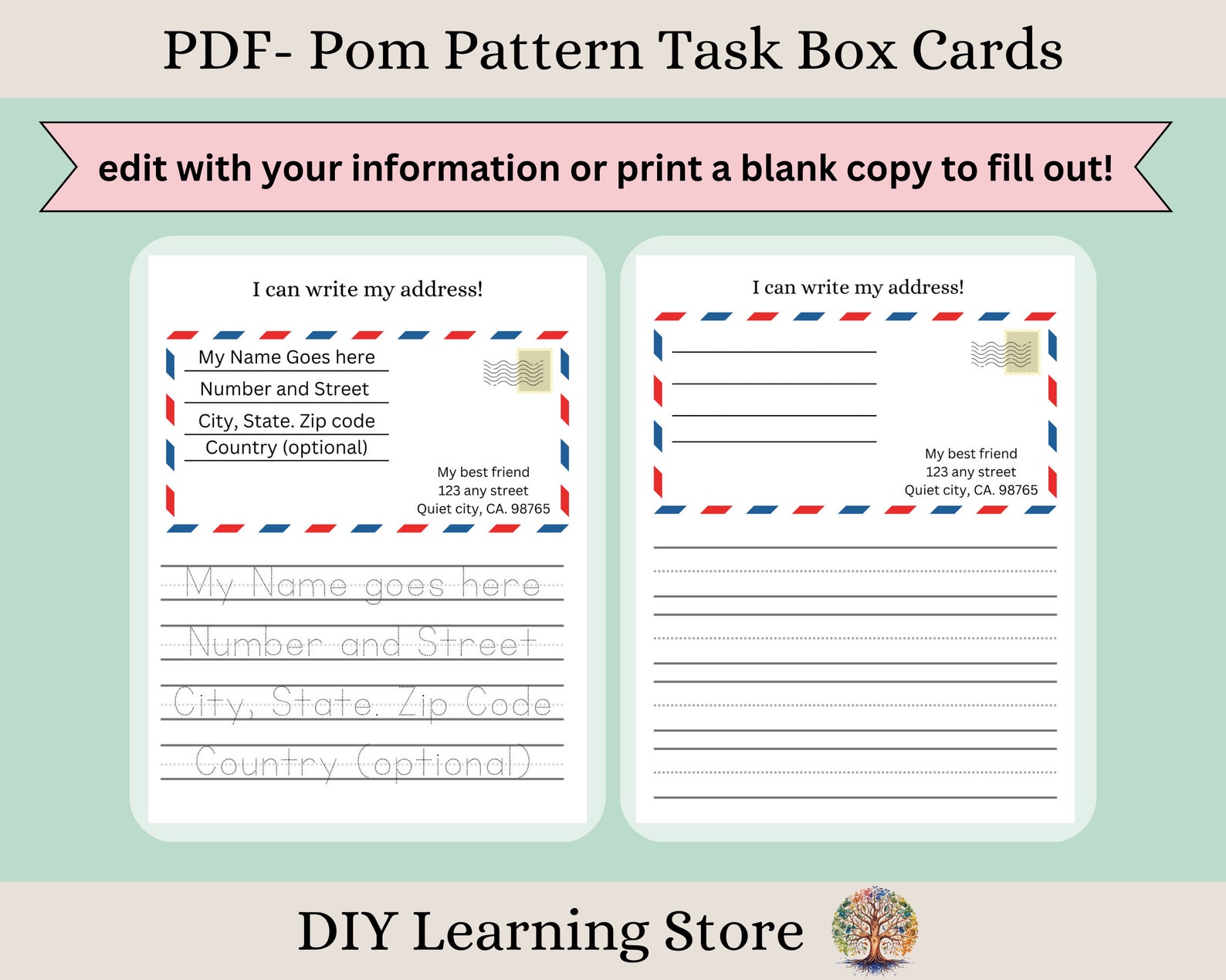 Editable Address Worksheets- Practice Learning Life Skills- Busy Binder ...