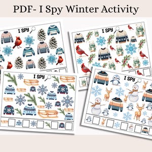 I Spy Winter Counting Activity - Préscolaire, École à la maison, Éducation spécialisée, Jardin d'enfants, 1re année - Support pédagogique - Sac très occupé - PDF
