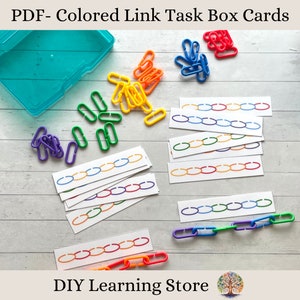 Colored Link Patterns Task Box Cards- Montessori Pattern Recognition- Early Learning Kits- Special Needs- Quiet Time Resource- Download- PDF