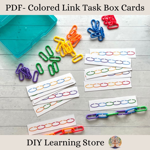 Colored Links Task Box Cards – Montessori Pattern Printable (PDF)
