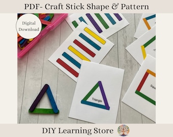Craft Sticks Shapes and Patterns Activity Cards, Montessori Learning Toy (PDF)