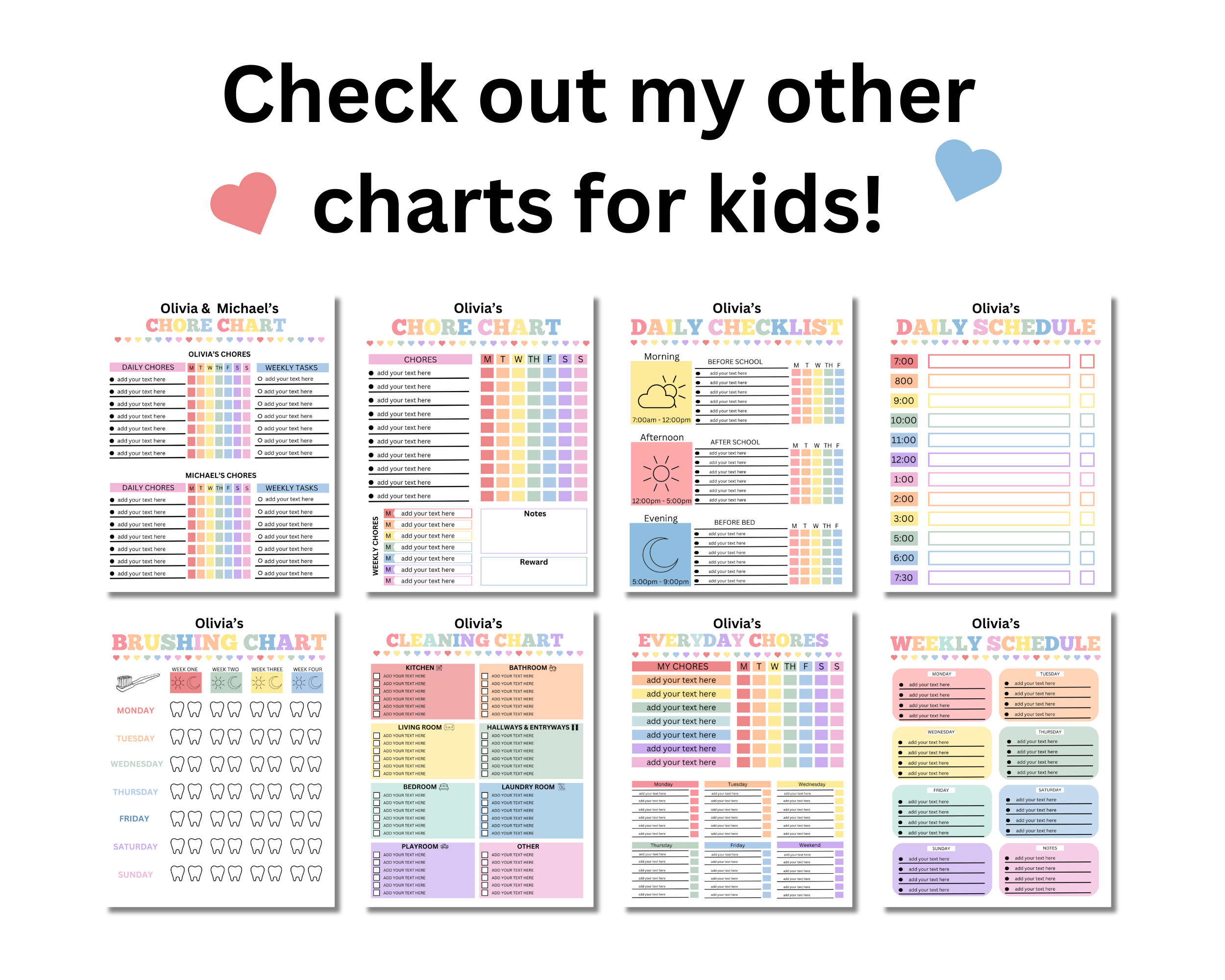 Kids Weekly Schedule- Editable Canva Template- Chore List- Task Planner ...