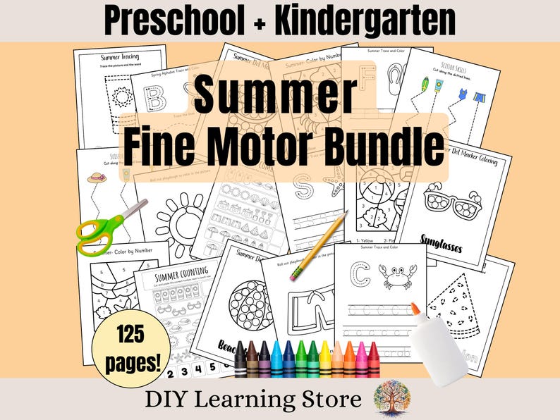 Full Year Fine Motor Bundle- Worksheets for Preschool, Kindergarten ...