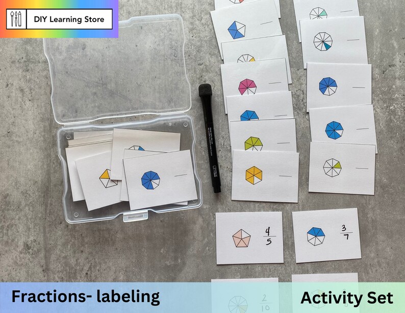 Fractions Labeling Task Box Activity Set- Montessori Learning Toy for ...