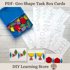 Schede di attività con modelli di forme geometriche - Attività di apprendimento precoce Montessori - Bisogni speciali - Scuola materna - Istruzione parentale - Centri di tempo tranquillo - Kit - PDF