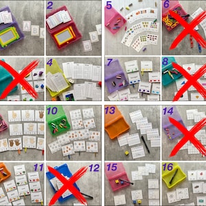 Build a Bundle- 16 task box learning activity sets and carrying case- Preschool, Kindergarten, 1st grade, Montessori resources, Special Need afbeelding 2