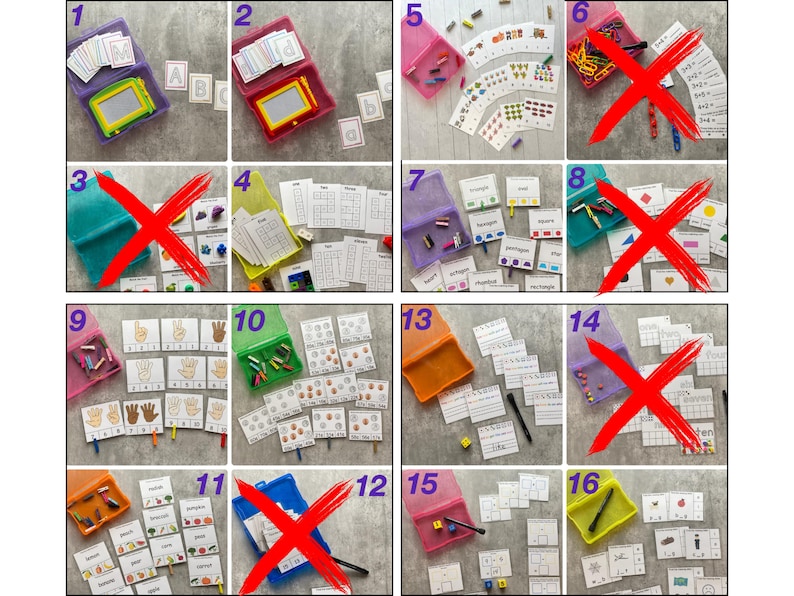 Build a Bundle- 16 task box learning activity sets and carrying case- Preschool, Kindergarten, 1st grade, Montessori resources, Special Need afbeelding 2