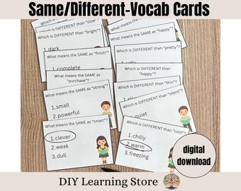 Synonym & Antonym Vocab Cards – Montessori Learning (PDF)