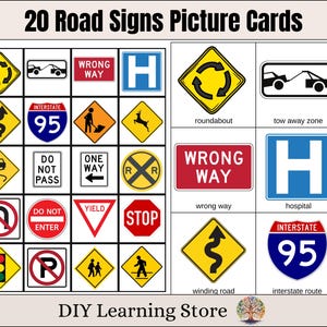 Verkeersborden Fotokaarten-Visuele hulp-Communicatiebord- Autisme- ADHD- Speciale behoeften- Life Skills- Flash Cards- Special Ed Printable- PDF