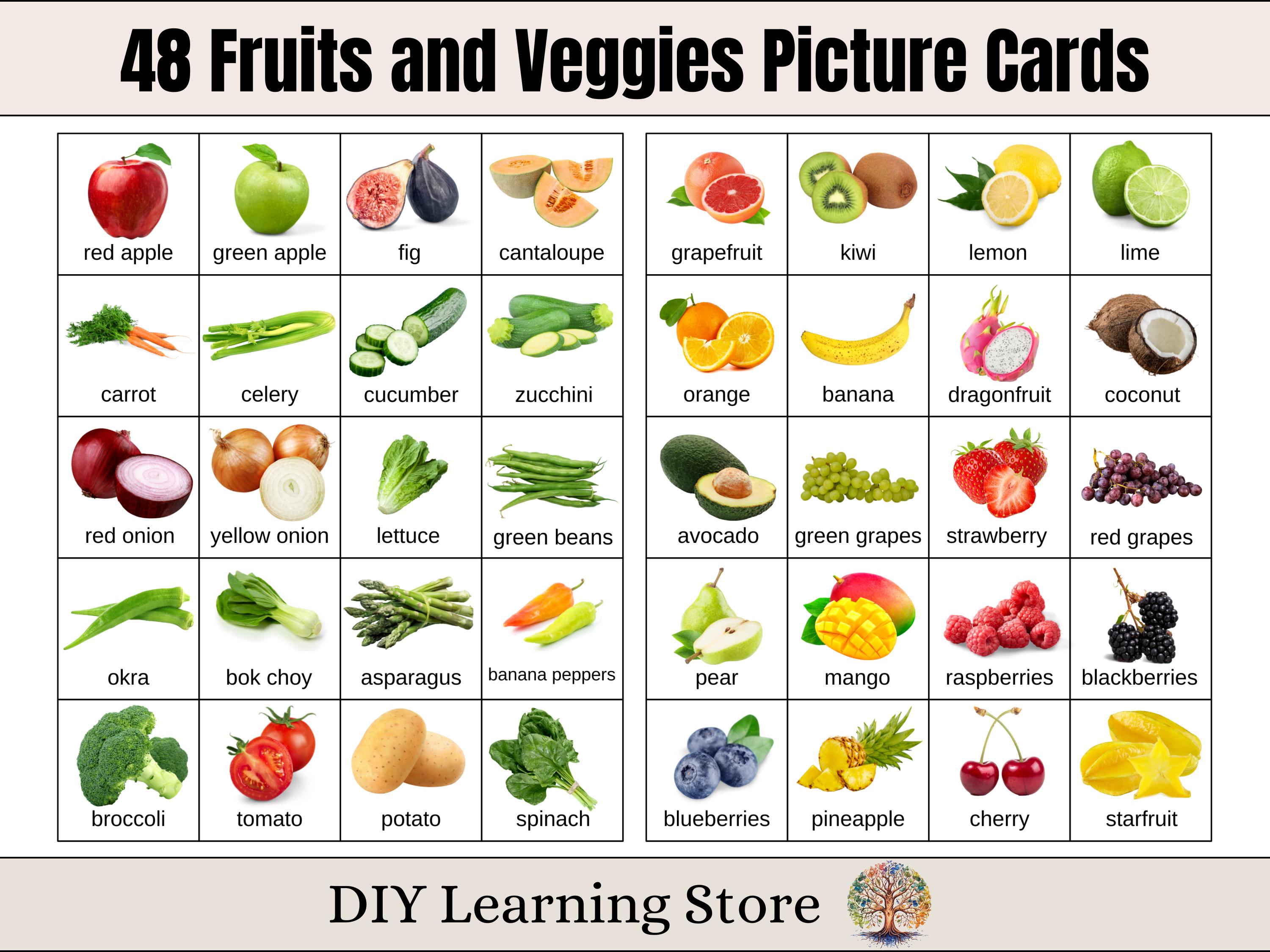 Fruit and Veggie Picture Cards- Real Pictures- Visual Communication ...