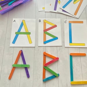 Craft sticks Alphabet Activity Set- Preschool, Homeschool, Special Education, Kindergarten, Montessori Learning toy- popsicle stick activity