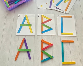 Craft sticks Alphabet Activity Set- Preschool, Homeschool, Special Education, Kindergarten, Montessori Learning toy- popsicle stick activity
