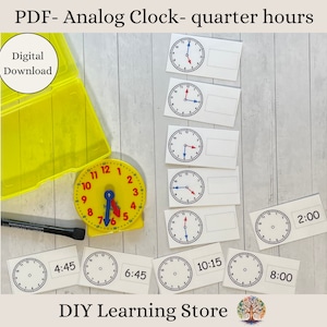 Schede attività orologio analogico - Download immediato - Giocattolo didattico Montessori per la scuola materna, 1a elementare, 2a elementare, istruzione parentale, bisogni speciali - PDF
