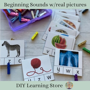 Beginning Sounds with REAL PICTURES- Montessori inspired activity set- preschool kindergarten special education homeschool- Early Reading