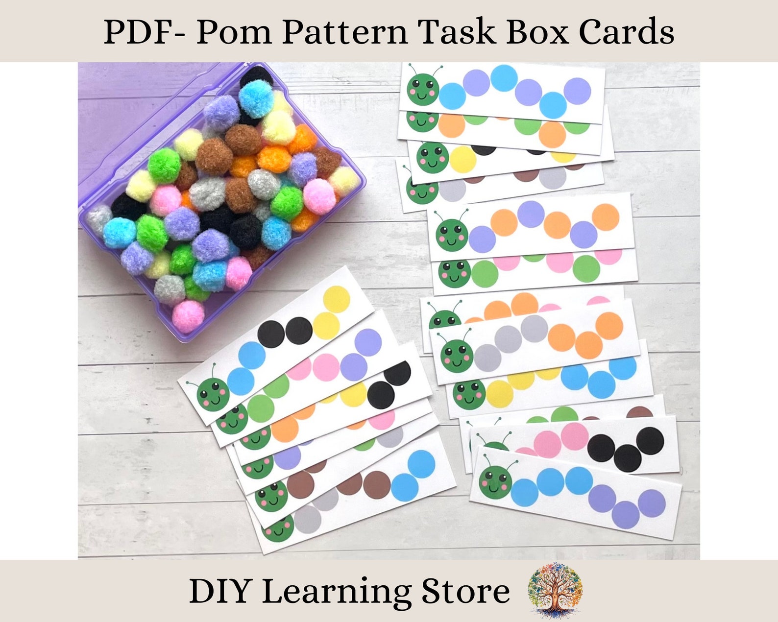 Pom Pattern Task Box Cards – Montessori Learning (PDF Pattern) - Etsy