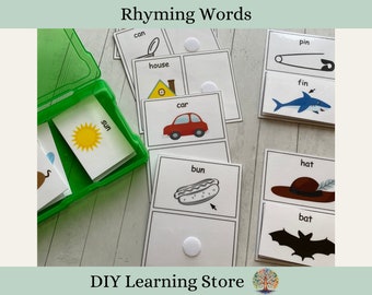 Rhyming Words Matching- Task Box Activity Set- Preschool, Kindergarten, Homeschool, Special Education, Teaching Tools, play based learning