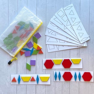Geometric shape patterns activity set- Montessori Learning Toy for Preschool, Homeschool, Special Education, Quiet time learning activity