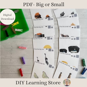 Big or Small- life skills activity cards- Instant download- Montessori Learning Toy for Preschool, Kindergarten, Homeschool, Special Ed- PDF