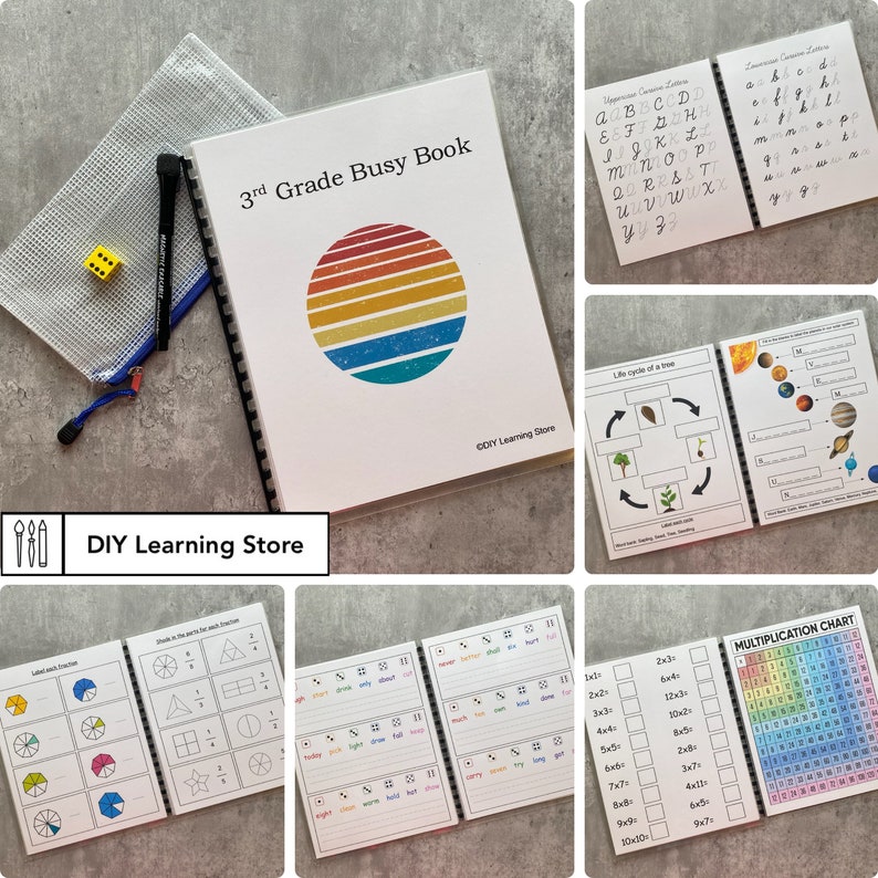 3rd Grade Busy Book-reusable Laminated Activity Book for - Etsy