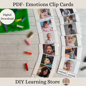 Tarjetas de actividades sobre emociones: juego de correspondencias de sentimientos, juguete de aprendizaje Montessori, preescolar, jardín de infantes, primer grado, educación especial, educación en el hogar (PDF)